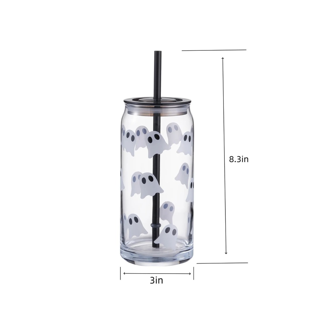 Way to Celebrate Halloween  Ghost Glass‎ Sipper 20oz (NEW)